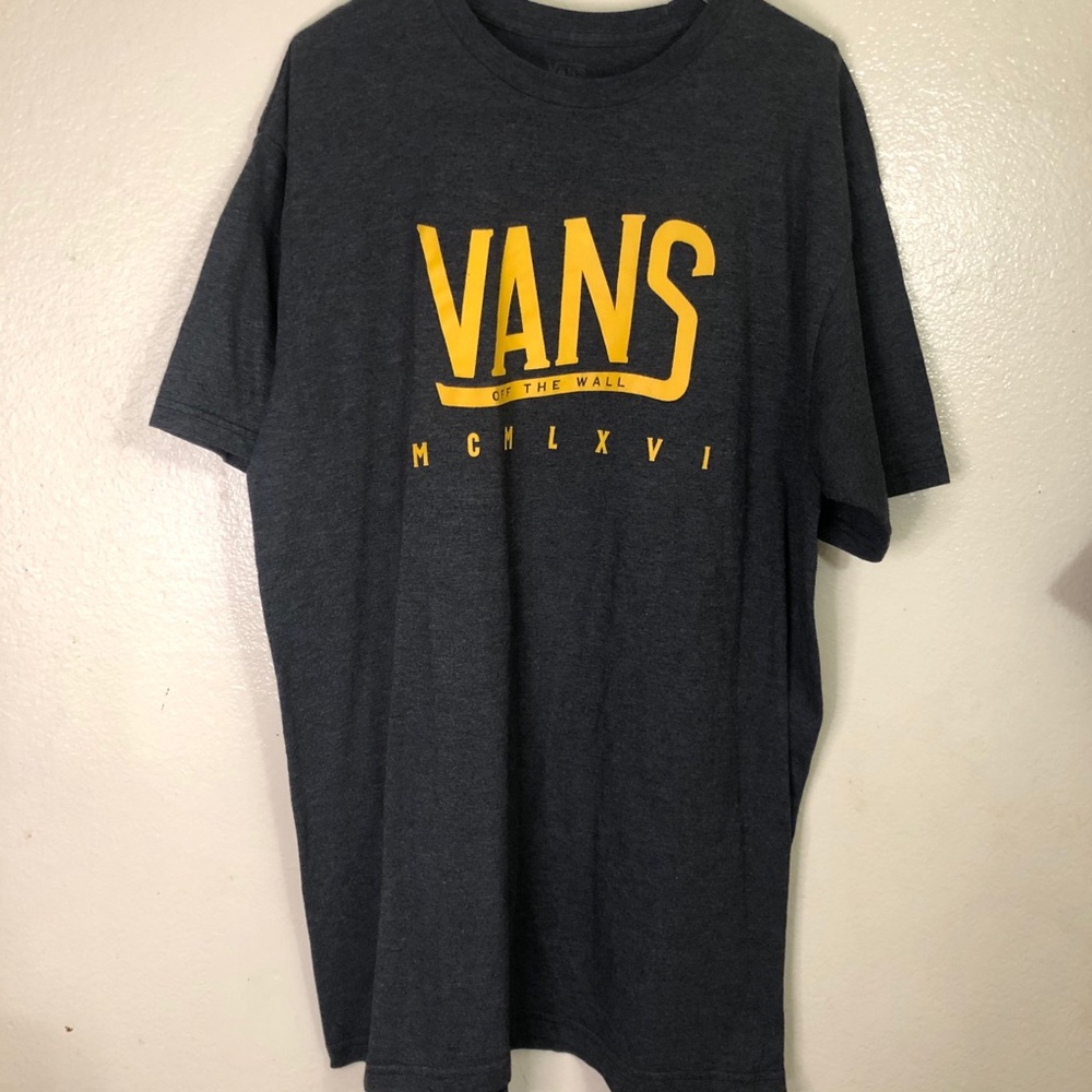 Vans T-Shirt, gray with yellow logo, size men’s L